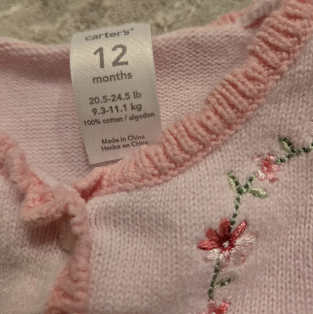 Carter's Pastel Pink Embroidered Floral Cardigan